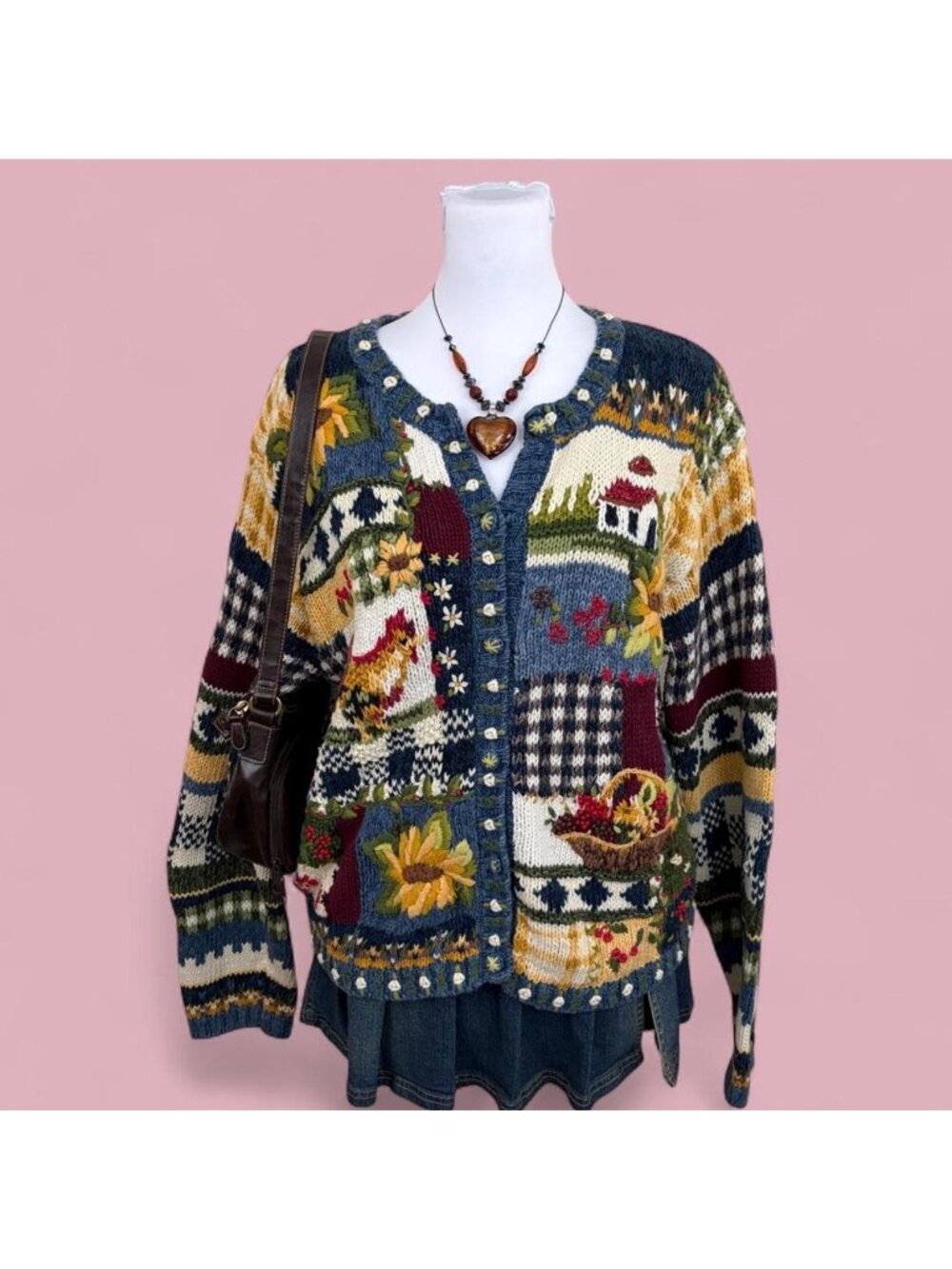 90s patchwork cottagecore cardigan sweater